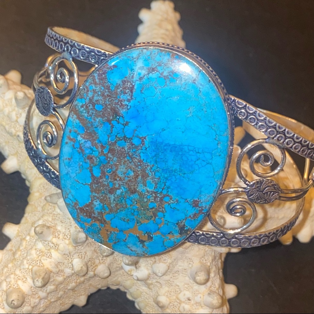 Turquoise natural gemstone cuff